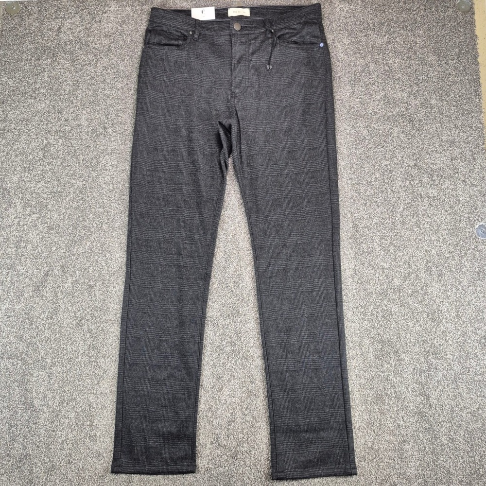 NWT Rye 51 Pants Mens 33 Gray Glen Plaid Wool Blend Brushed Knit 5-Pocket